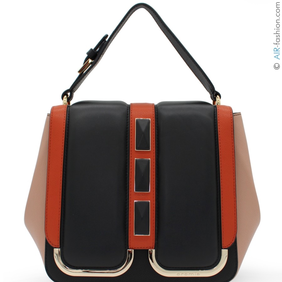 Sacs Pour Dames Cromie | Sac A Main Cromia Designer En Cuir Noir Orange Beige, Avec Effet Rembourre 1405563