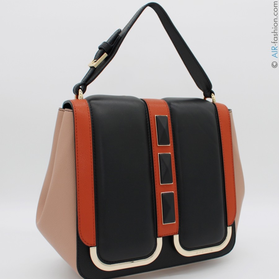 Sacs Pour Dames Cromie | Sac A Main Cromia Designer En Cuir Noir Orange Beige, Avec Effet Rembourre 1405563