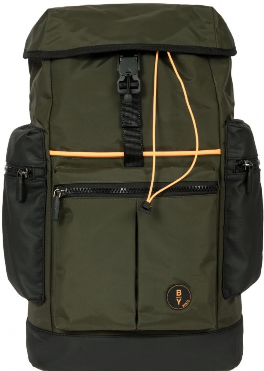 Sacs Pour Hommes BRIC'S PAR | Bric'S By Men'S Sac A Dos De Style Sport En Nylon Vert Olive Et Noir Avec Eclairage Led - Moyen B3Y04494.078