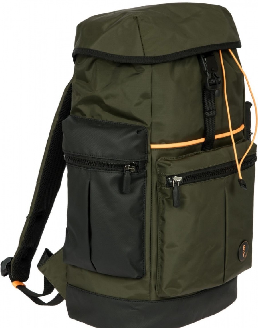 Sacs Pour Hommes BRIC'S PAR | Bric'S By Men'S Sac A Dos De Style Sport En Nylon Vert Olive Et Noir Avec Eclairage Led - Moyen B3Y04494.078