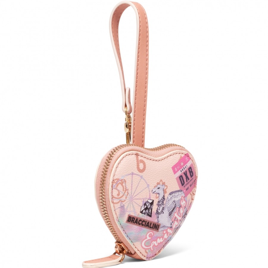 Accessoires Pour Dames Braccialini | Braccialini Designer Pendentif - Porte-Monnaie Avec Imprimes De Dubai, Couleur Rose B16408