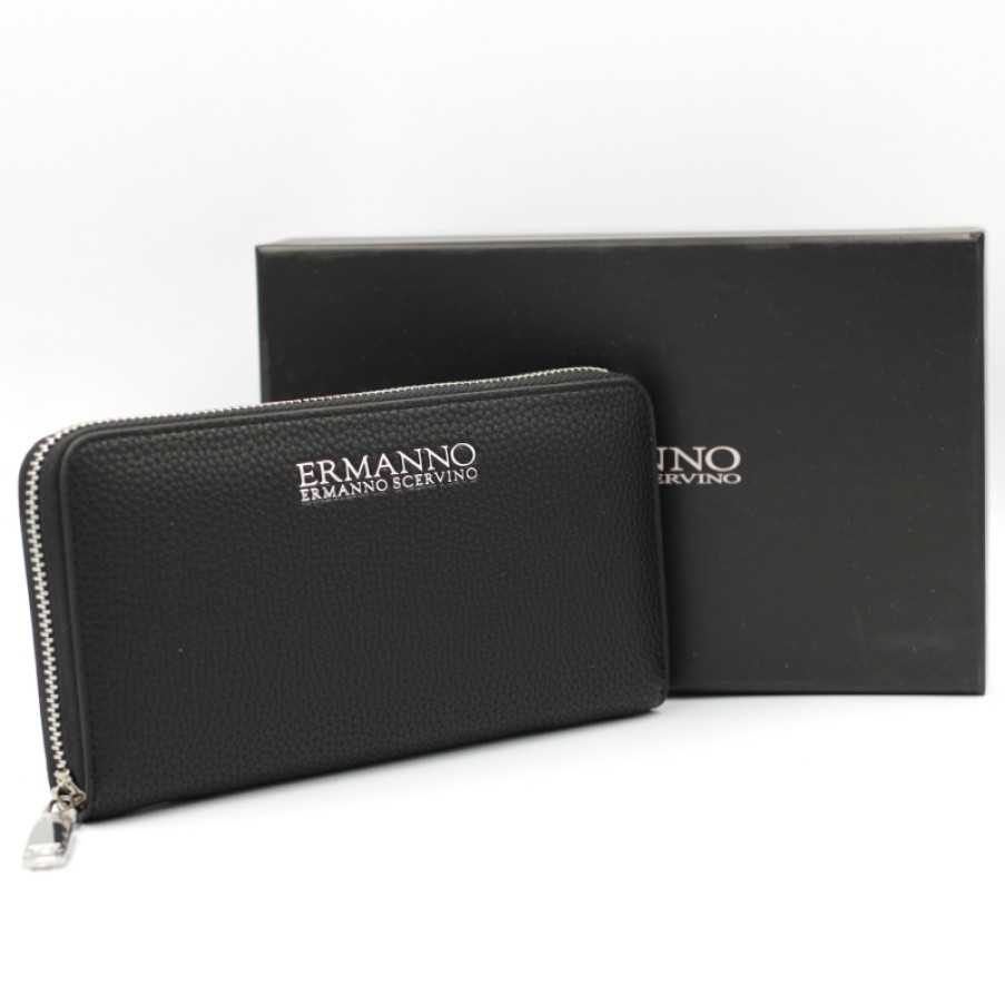 Accessoires Pour Dames ERMANNO Ermanno Scervino | Ermanno Ermanno Scervino Portefeuille Zippe Noir Pour Femme 12600211