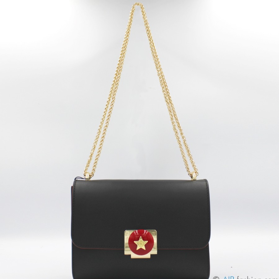 Sacs Pour Dames M*BRC | Pochette En Cuir Noir M*Brc Avec Details Rouges Et Dores, Fabriquee En Italie F229_Nero