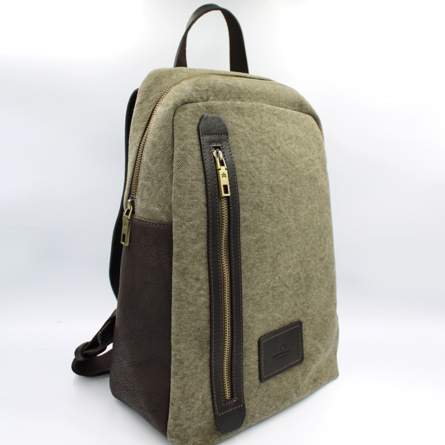 Sacs Pour Hommes Cuoieria Fiorentina | Cuoieria Fiorentina Sac A Dos Pour Homme En Toile Et Cuir, Couleur Naturelle, Fabrique En Italie 5852221