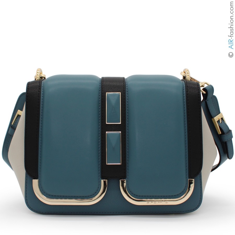 Sacs Pour Dames Cromie | Cromia Designer Sac A Bandouliere En Cuir Vert-Bleu, Avec Effet Rembourre 1405564