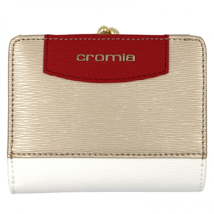 Accessoires Pour Dames Cromie | Cromia Portefeuille Porte-Monnaie En Or Blanc - Rouge - Cuir 8051978067719