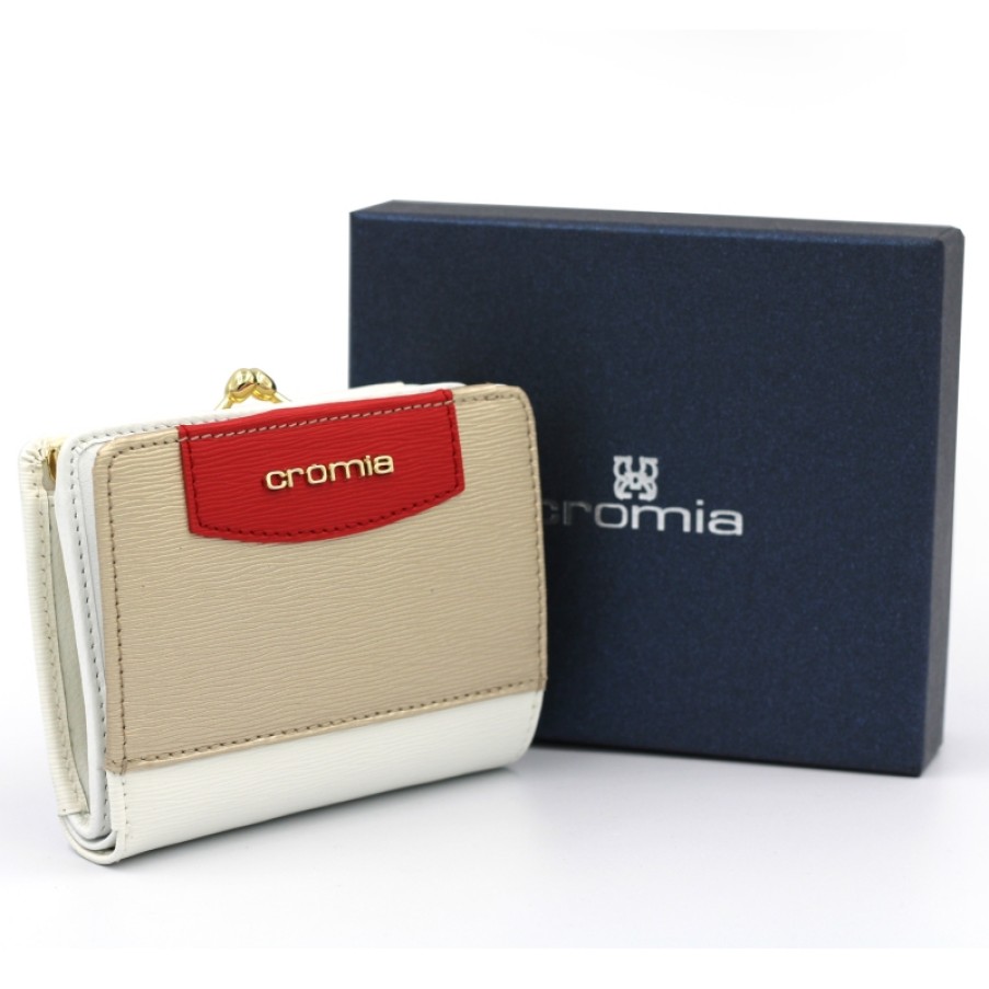 Accessoires Pour Dames Cromie | Cromia Portefeuille Porte-Monnaie En Or Blanc - Rouge - Cuir 8051978067719