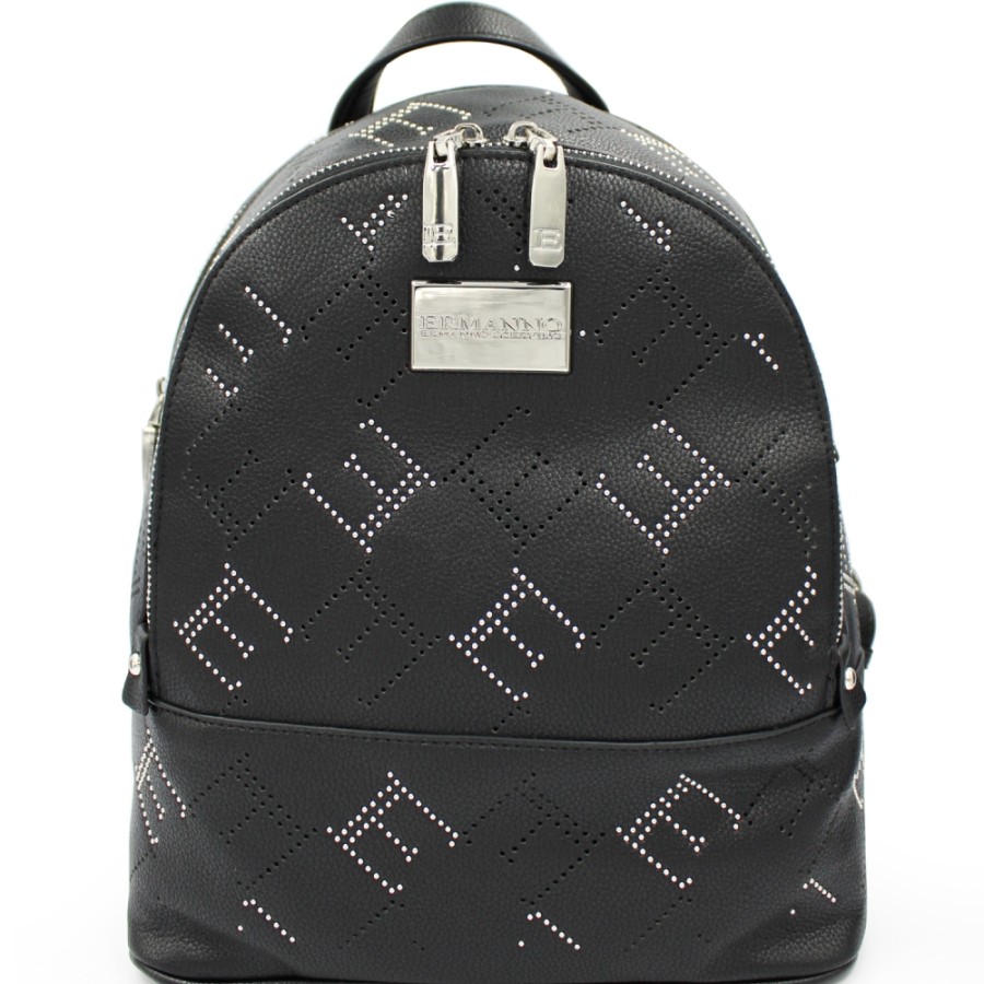 Sacs Pour Dames ERMANNO Ermanno Scervino | Ermanno Ermanno Scervino Sac A Dos Noir Avec Ornement Perfore Avec Rivets 12400976