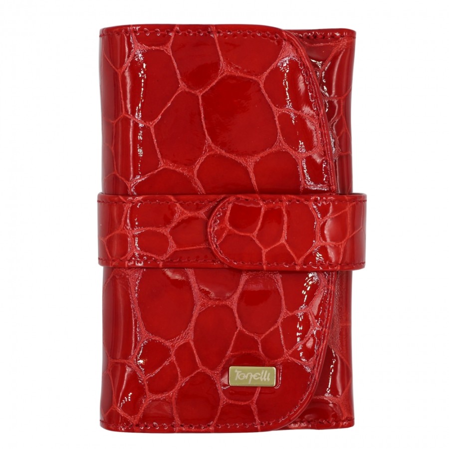 Accessoires Pour Dames Gilda Tonelli | Gilda Tonelli Portefeuille A Rabat En Cuir Rouge Brillant Pour Femme 1218-Rosso