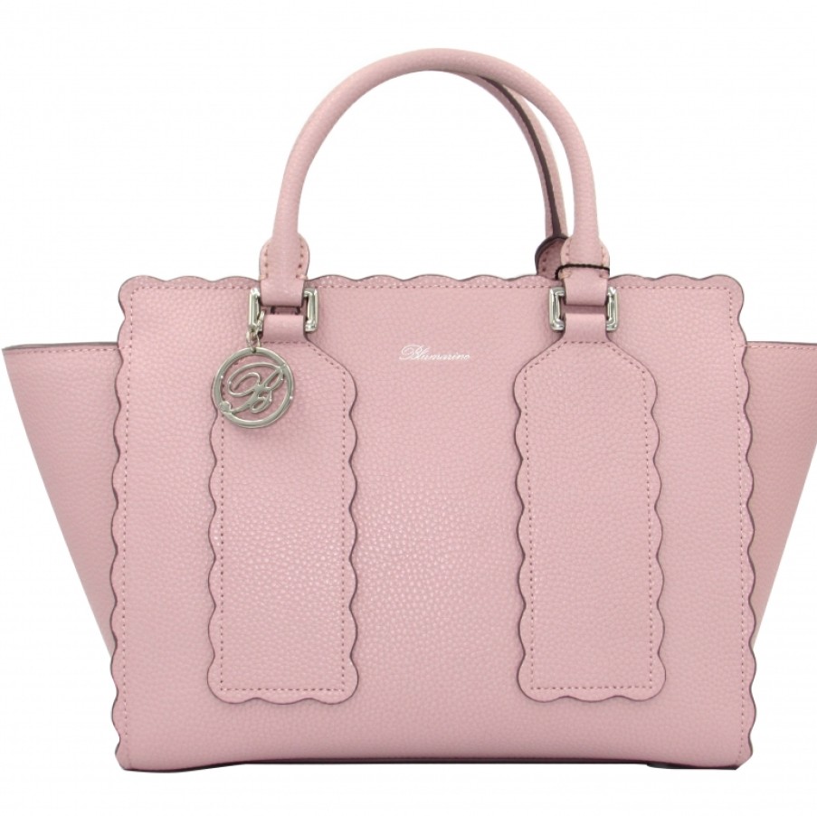 Sacs Pour Dames Blumarine | Sac + Portefeuille En Cuir Rose Blumarine De Style Belle Epoque Avec Decor De Vague B83Pwb760042050