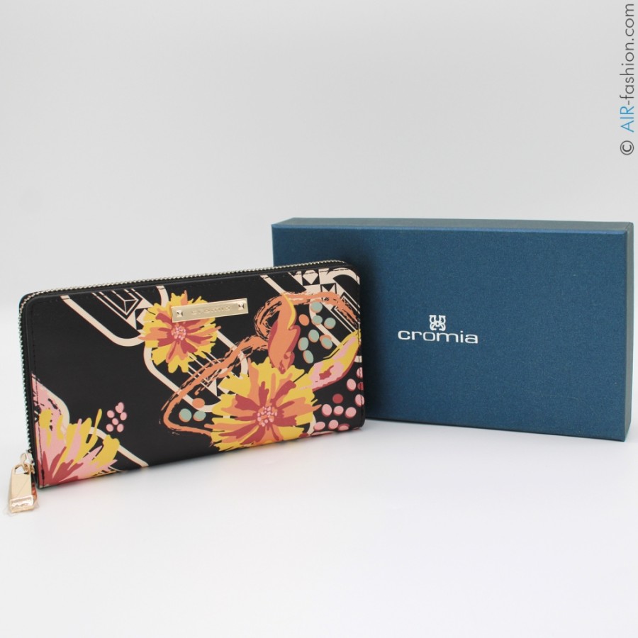 Accessoires Pour Dames Cromie | Portefeuille Multi-Poches Cromia En Cuir Avec Motif Floral, Fabrique En Italie 2641301