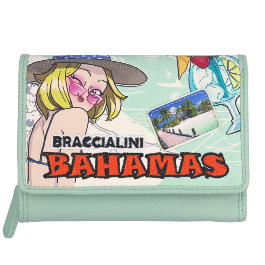 Accessoires Pour Dames Braccialini | Braccialini Cartoline Portefeuille A Rabat Turquoise, Bahamas B17092-Ca-818-Uni