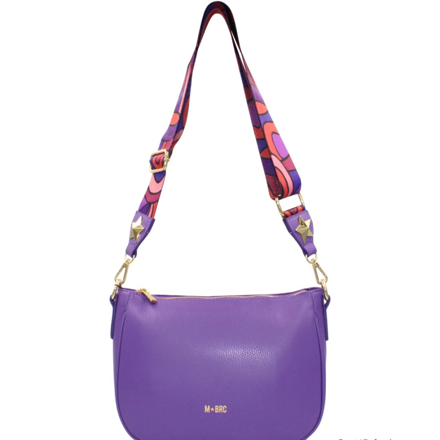 Sacs Pour Dames M*BRC | Sac A Bandouliere En Cuir Violet M*Brc, Fabrique En Italie F103