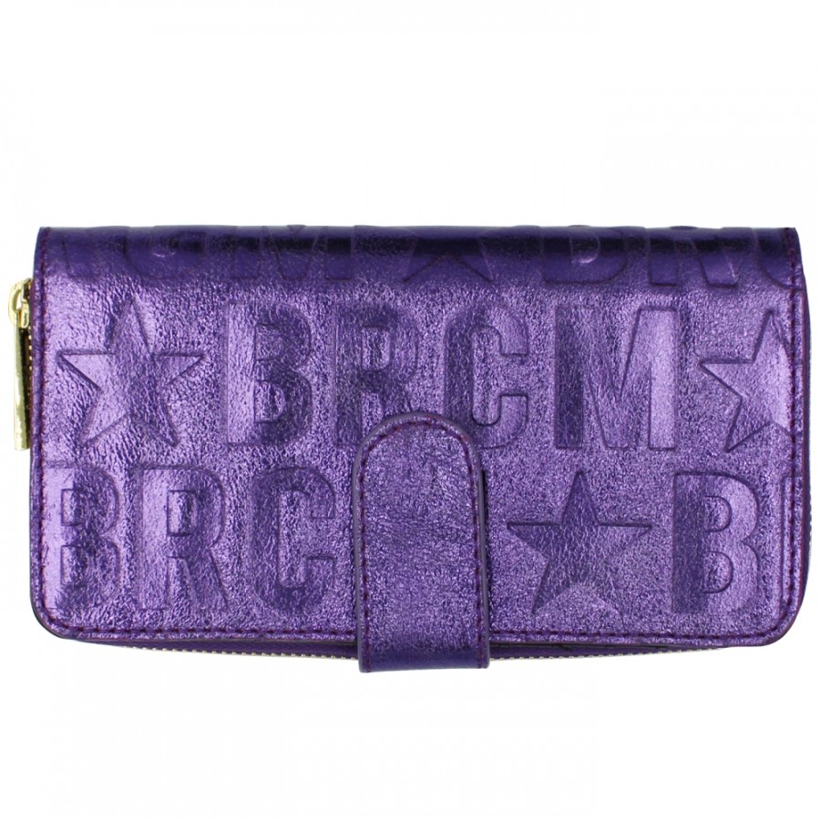 Accessoires Pour Dames M*BRC | Portefeuille Multipoches En Cuir Metallise Violet M*Brc Pour Femme, Fabrique En Italie F614_Viola