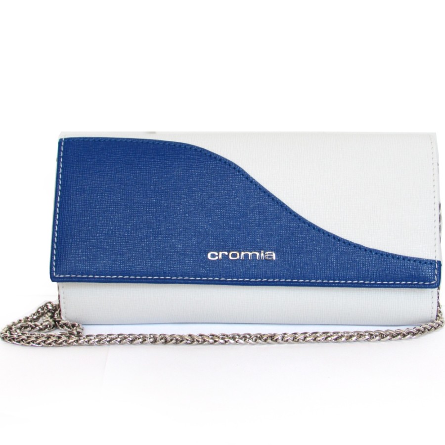 Sacs Pour Dames CROMIA | Portefeuille En Cuir Blanc Et Bleu Cromia Fabrique En Italie 2650522-2543