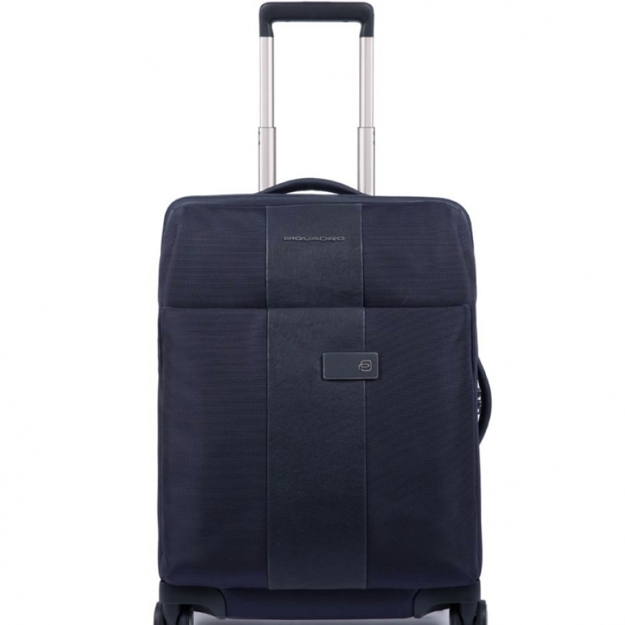 Bagages : Sacs De Voyage Et Valises Piquadro | Piquadro Valise Trolley En Nylon Bleu A 4 Roulettes - Bagage A Main Bv4731Br/Blu