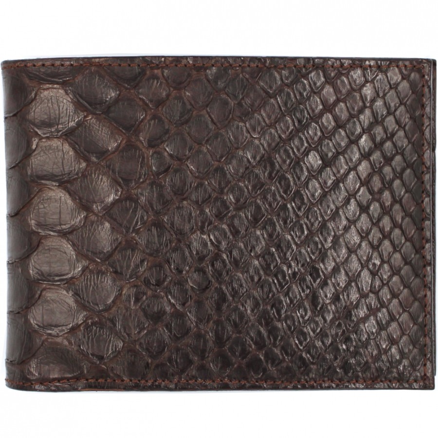 Accessoires Pour Hommes Ghibli | Portefeuille En Cuir Python Veritable Marron Fonce Pour Hommes Ghibli Fabrique En Italie 3446-Pitone