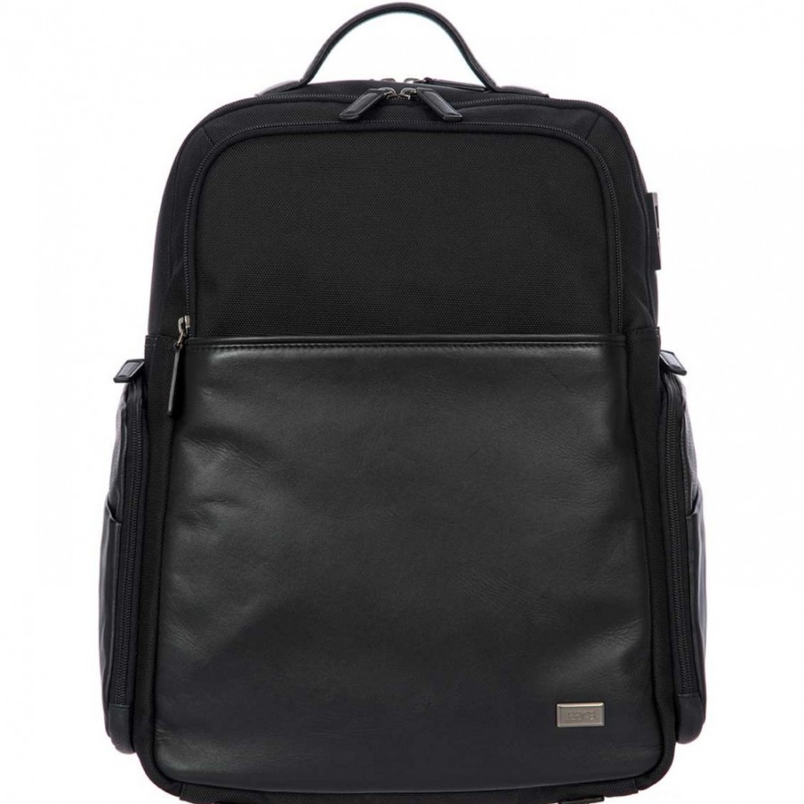 Sacs Pour Hommes LES BRIC | Bric'S Grand Sac A Dos Pour Homme En Cuir Et Nylon Noir, Avec Fente Usb Br207701.909