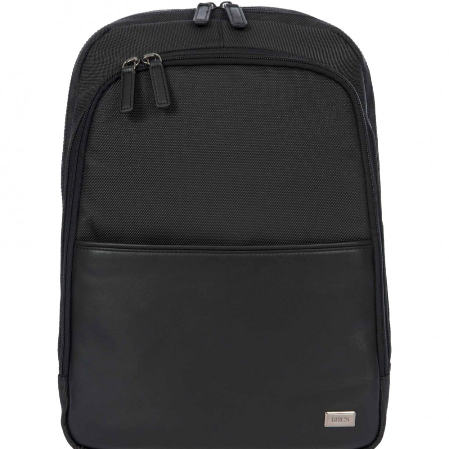 Sacs Pour Hommes LES BRIC | Bric'S Sac A Dos Moyen En Cuir Et Nylon Noir Pour Homme Br207714.909