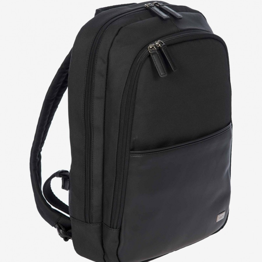 Sacs Pour Hommes LES BRIC | Bric'S Sac A Dos Moyen En Cuir Et Nylon Noir Pour Homme Br207714.909