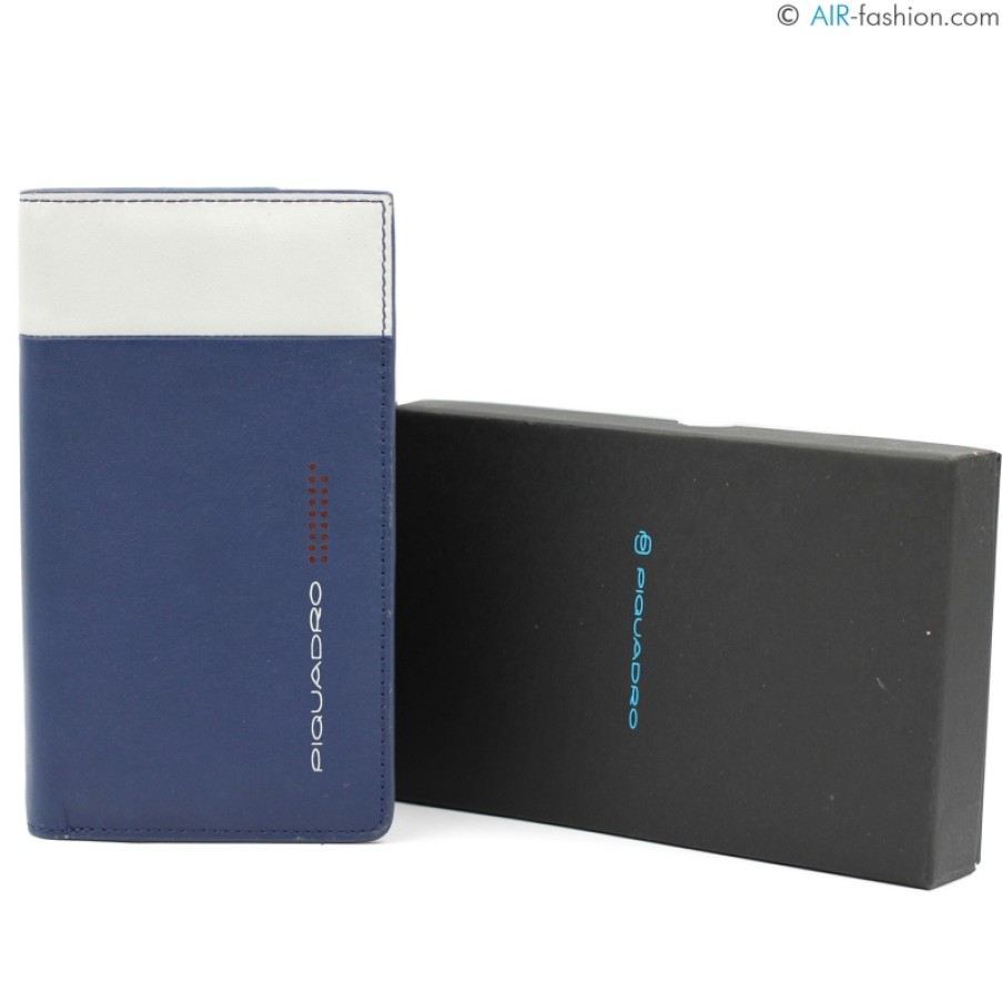 Accessoires Pour Hommes PIQUADRO | Portefeuille En Cuir Bleu Piquadro Avec Etui Pour Telephone Portable Et Porte-Documents Ac4820Ub00R/Blgr