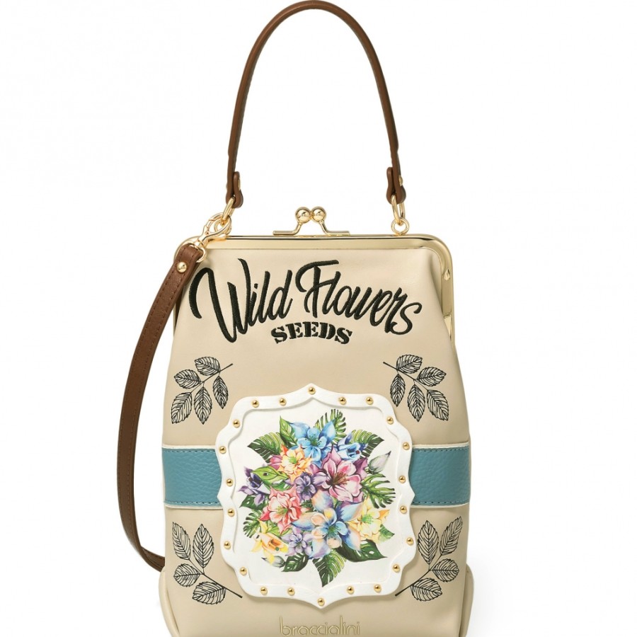 Sacs Pour Dames Braccialini | Sac A Main Reticule Braccialini De Style Vintage 1800, Couleur Beige B14831