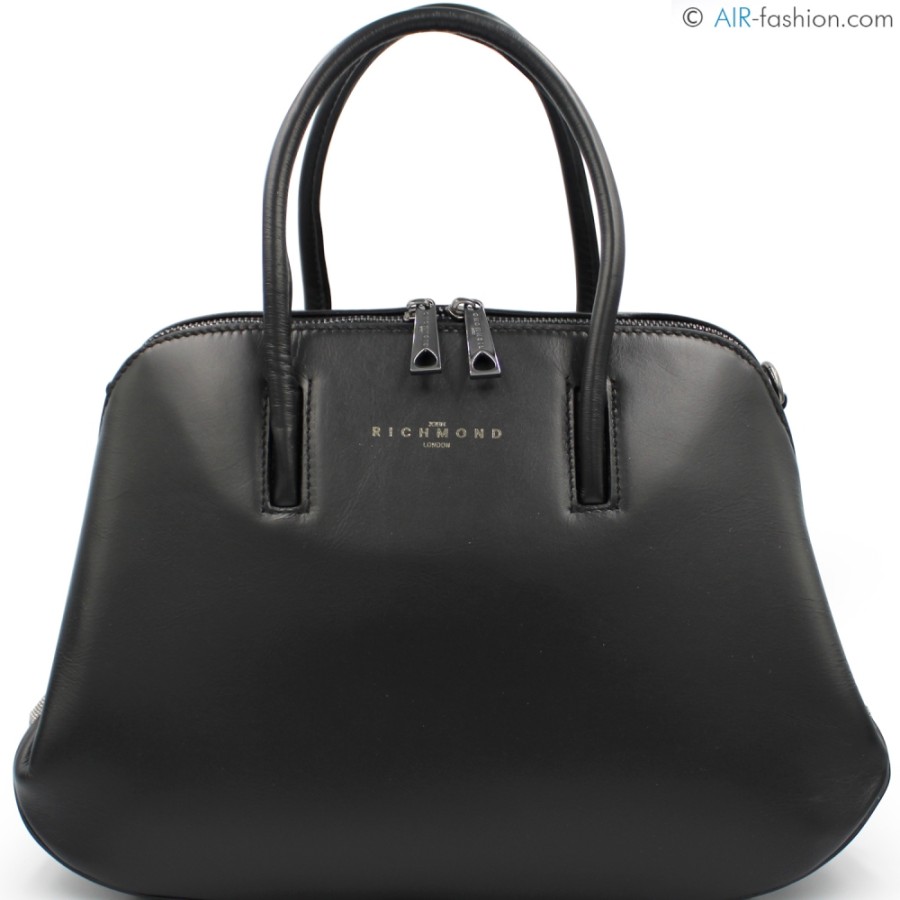 Sacs Pour Dames John Richmond | John Richmond Elegant Sac Boston En Cuir Noir Brosse Mat Jr-W-1045