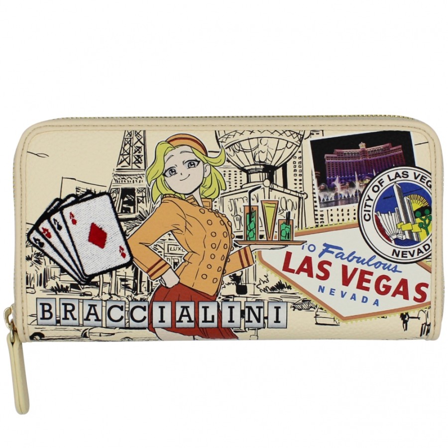 Accessoires Pour Dames Braccialini | Braccialini Cartes Postales Portefeuille Zippe, Theme Casino A Las Vegas B17378_126-Ca-818-Uni