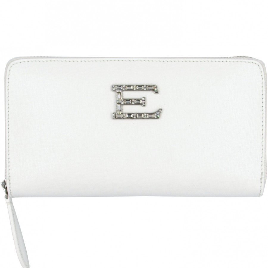 Accessoires Pour Dames ERMANNO Ermanno Scervino | Ermanno Ermanno Scervino Portefeuille Elegant En Cuir Blanc Pour Femme Fabrique En Italie 12600086Bia