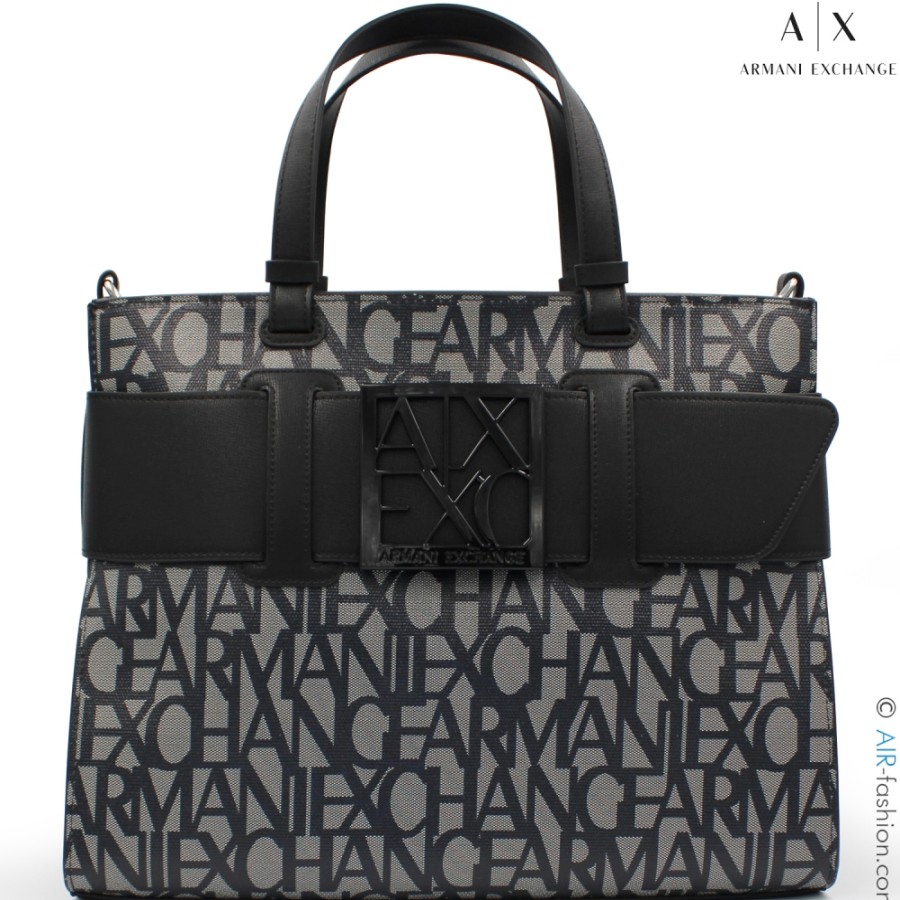 Sacs Pour Dames échange Armani | Sac A Main Armani Exchange, Avec Motif Logos Noir-Gris 9426893F742100850