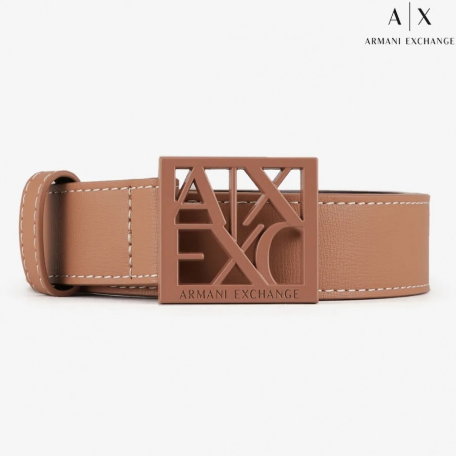 Accessoires Pour Dames échange Armani | Armani Exchange Ceinture Femme Avec Boucle Carree, Couleur Ocre 9411300A874109352