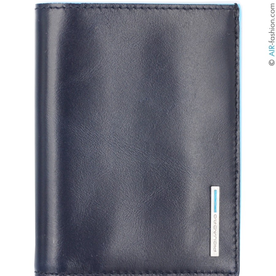 Accessoires Pour Hommes PIQUADRO | Piquadro Portefeuille Vertical Pour Homme En Cuir Bleu, Pour Cartes De Credit Et Billets Pu1393B2/Blu2