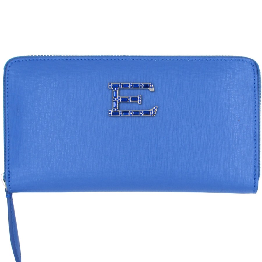 Accessoires Pour Dames ERMANNO Ermanno Scervino | Ermanno Ermanno Scervino Portefeuille Elegant En Cuir Bleu Pour Femme Fabrique En Italie 12600086