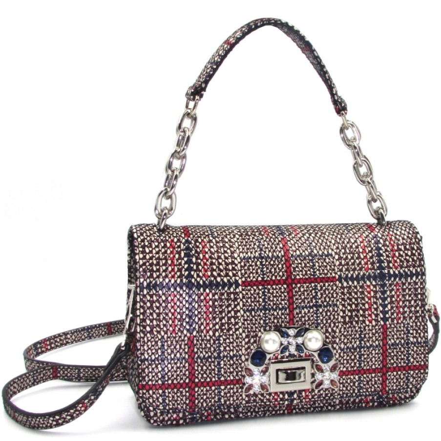 Sacs Pour Dames ERMANNO Ermanno Scervino | Ermanno Ermanno Scervino Mini Sac A Rabat En Cuir Tendance Avec Motif Tartan Fabrique En Italie 12400471