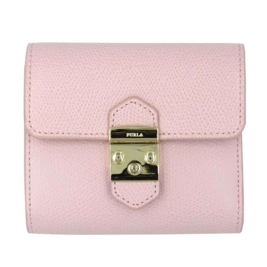 Accessoires Pour Dames FURLA | Furla Metropolis Petit Portefeuille En Cuir Rose 0988427