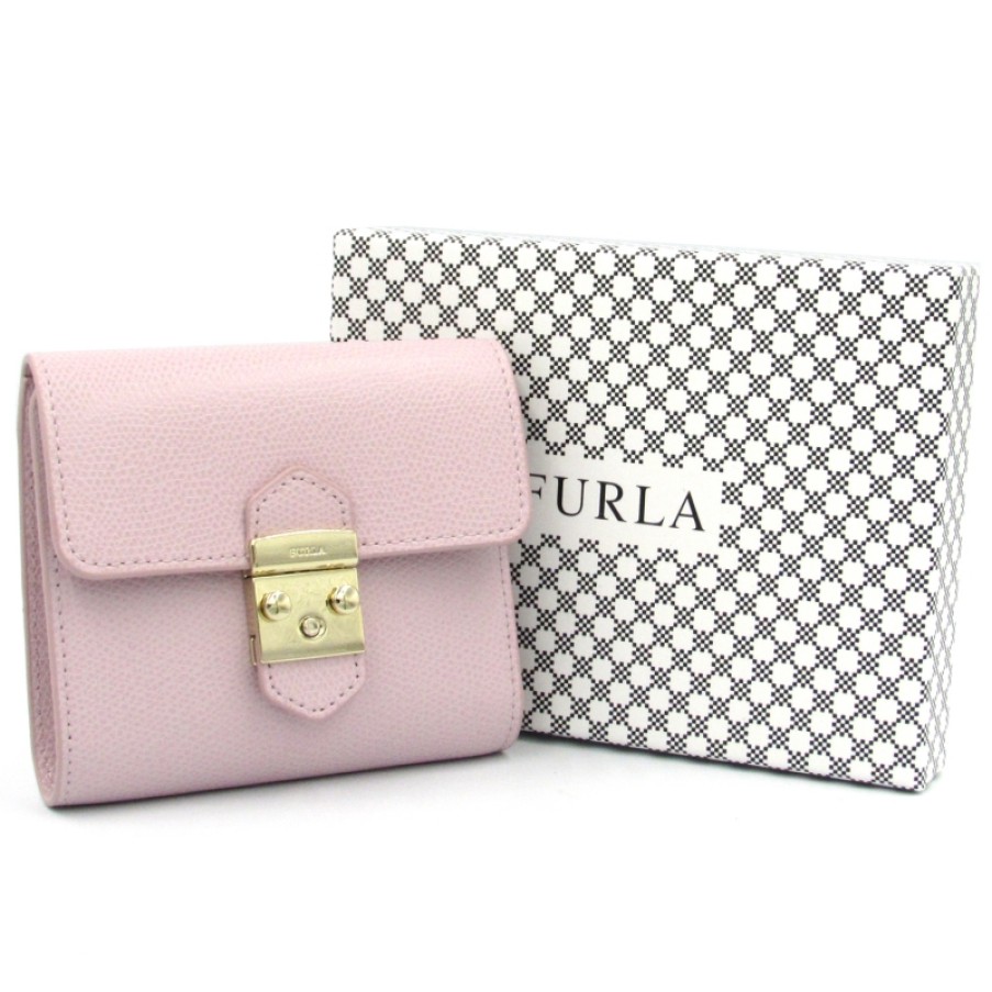 Accessoires Pour Dames FURLA | Furla Metropolis Petit Portefeuille En Cuir Rose 0988427