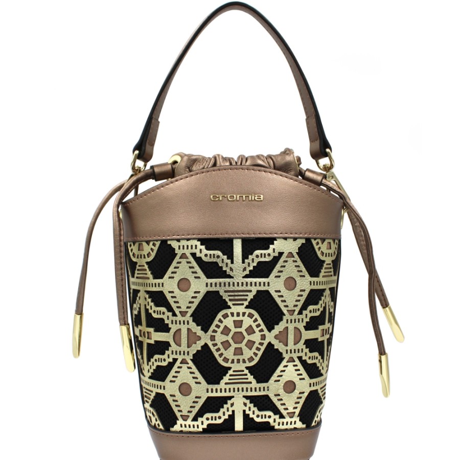 Sacs Pour Dames Cromie | Cromia Mini Sac Seau En Cuir Bronze Avec Ornement Arabesque 8051978053552/1404166