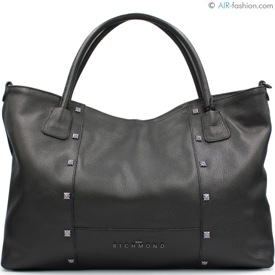 Sacs Pour Dames John Richmond | Sac Fourre-Tout John Richmond En Cuir Veritable Noir, Fabrique En Italie Jr-W-1071