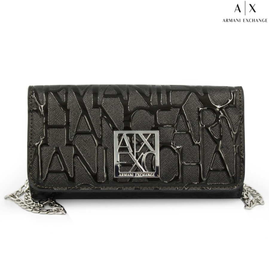 Sacs Pour Dames échange Armani | Portefeuille Armani Exchange - Pochette Avec Bandouliere En Chaine, Couleur Noir Brillant 948481-Cc794