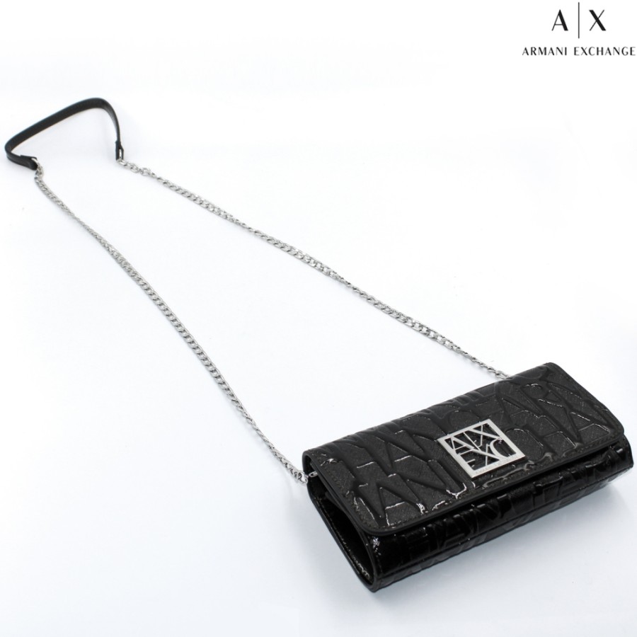 Sacs Pour Dames échange Armani | Portefeuille Armani Exchange - Pochette Avec Bandouliere En Chaine, Couleur Noir Brillant 948481-Cc794