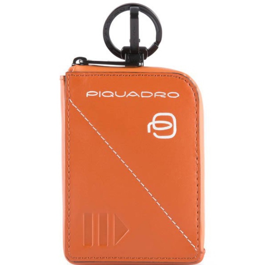 Accessoires Pour Hommes PIQUADRO | Piquadro Porte-Cles En Cuir Orange Avec Dispositif Antivol Connequ Ac4801W97-Ar