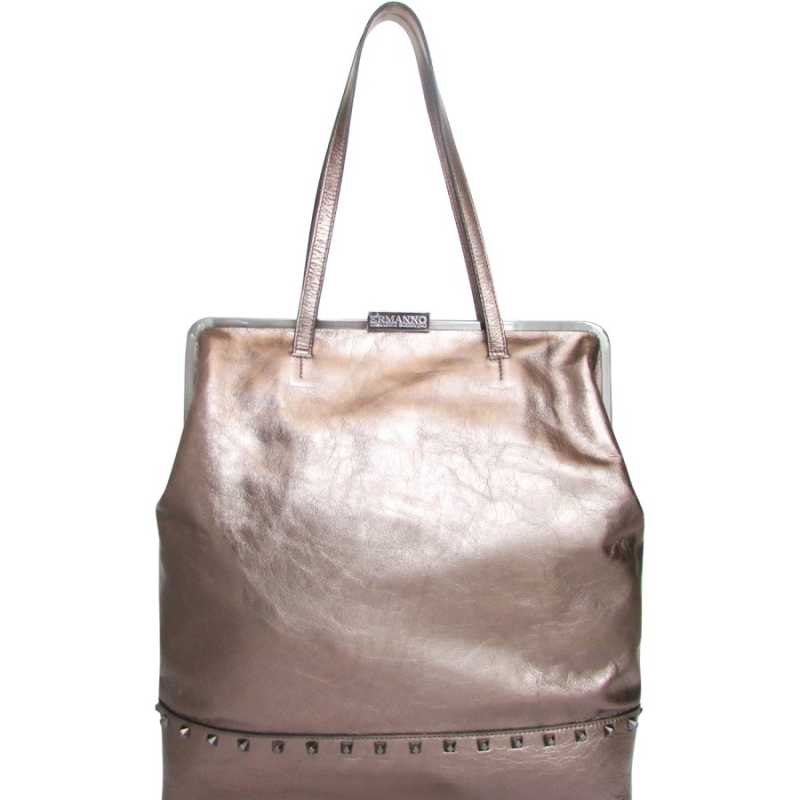 Sacs Pour Dames ERMANNO Ermanno Scervino | Ermanno Ermanno Scervino Sac En Cuir Bronze Style Retro-Rock Avec Clous 12400463Bro