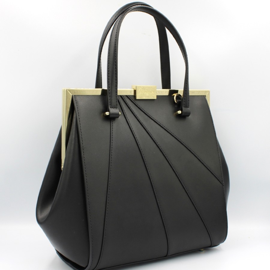 Sacs Pour Dames Cromie | Sac A Main En Cuir Noir Stylise Retro Cromia, Fabrique En Italie 1405438-Ne