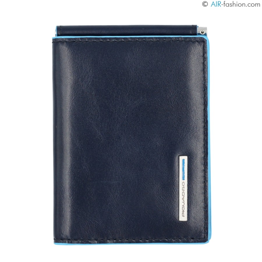 Accessoires Pour Hommes PIQUADRO | Piquadro Portefeuille Pour Cartes De Credit Pour Homme Avec Pince A Billets En Cuir Bleu Pu3890B2/Blu2