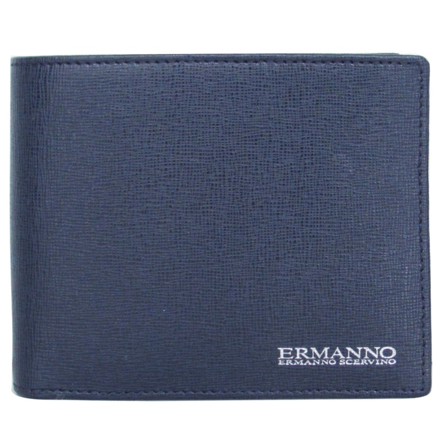 Accessoires Pour Hommes ERMANNO Ermanno Scervino | Ermanno Ermanno Scervino Portefeuille Elegant En Cuir Bleu Pour Homme Fabrique En Italie 12600015