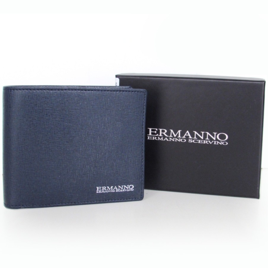 Accessoires Pour Hommes ERMANNO Ermanno Scervino | Ermanno Ermanno Scervino Portefeuille Elegant En Cuir Bleu Pour Homme Fabrique En Italie 12600015