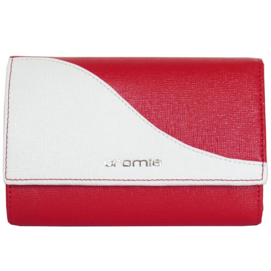 Accessoires Pour Dames CROMIA | Portefeuille En Cuir Rouge Et Blanc Pour Femme Cromia Fabrique En Italie 2620519-Rouge