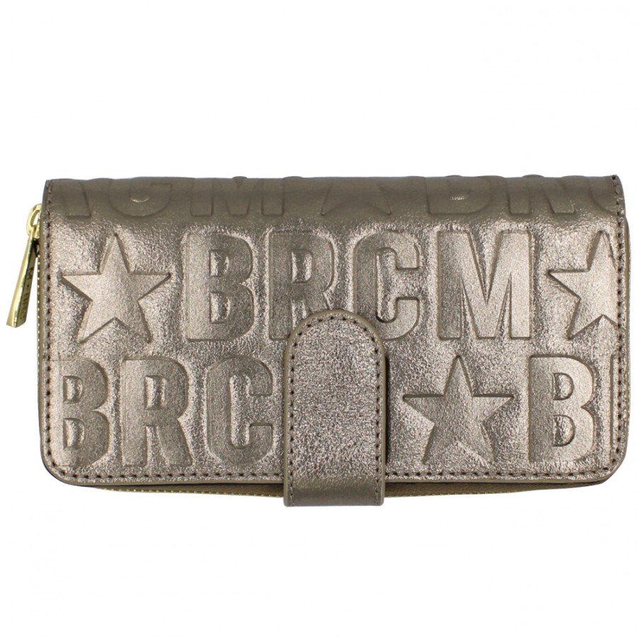 Accessoires Pour Dames M*BRC | Portefeuille Multipoches En Cuir Dore Pour Femme M*Brc, Fabrique En Italie F614_Canna