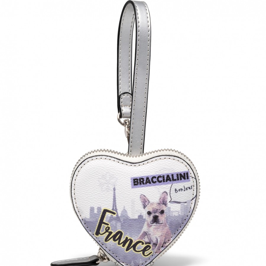 Accessoires Pour Dames Braccialini | Braccialini Designer Pendentif - Porte-Monnaie Avec Imprimes Paris, Couleur Blanche B16409