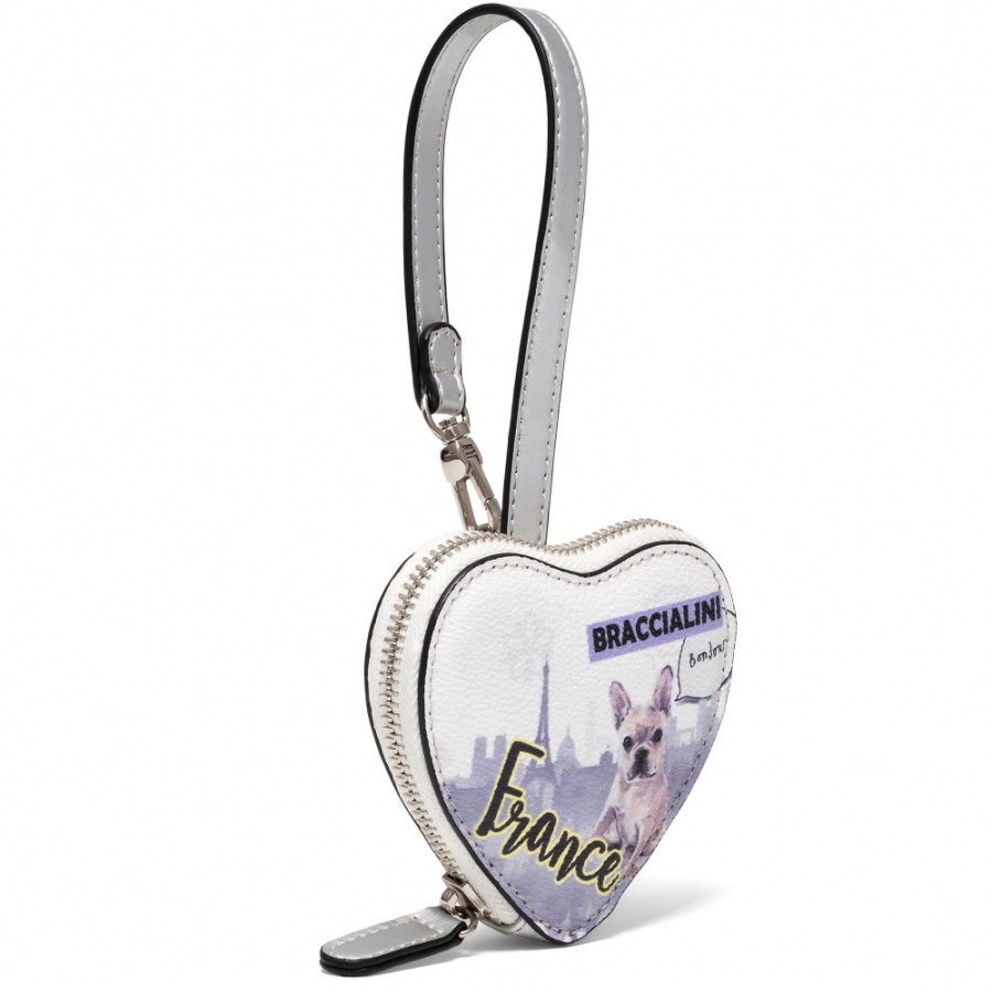 Accessoires Pour Dames Braccialini | Braccialini Designer Pendentif - Porte-Monnaie Avec Imprimes Paris, Couleur Blanche B16409